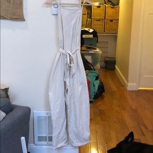 Striped cream and white loose fit jumpsuit